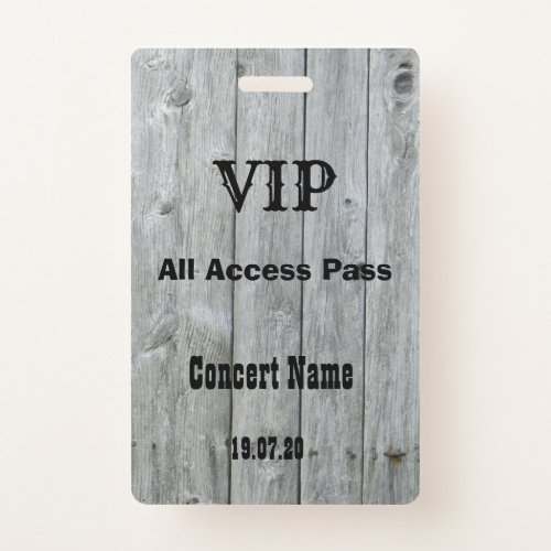 Rustic Country VIP All Access Pass Concert Black Badge