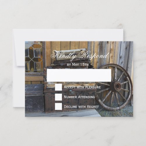 Rustic Country Wagon Wheel Wedding RSVP Cards