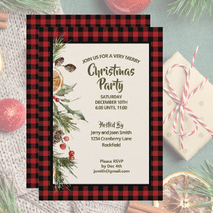 Rustic Country Warm Buffalo Plaid Party Invitation