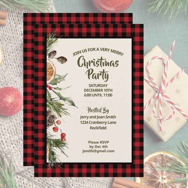 Rustic Country Warm Buffalo Plaid Party Invitation (Creator Uploaded)
