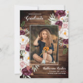 Rustic Country Watercolor Floral Graduation Invitation (Front)