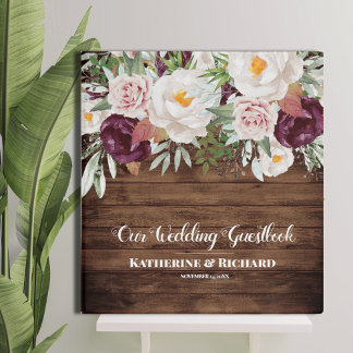 Rustic Country Watercolor Wedding Guestbook Binder