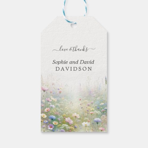Rustic Country Watercolour Wildflowers Wedding Gift Tags