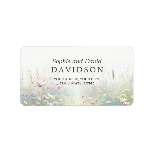 Rustic Country Watercolour Wildflowers Wedding Label