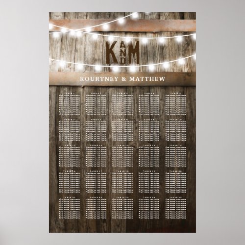 Rustic Country Wedding 25 Table Chart