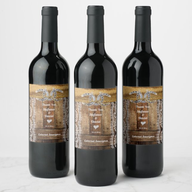 Rustic Country Wedding Beverage Wine Label (Bottles)