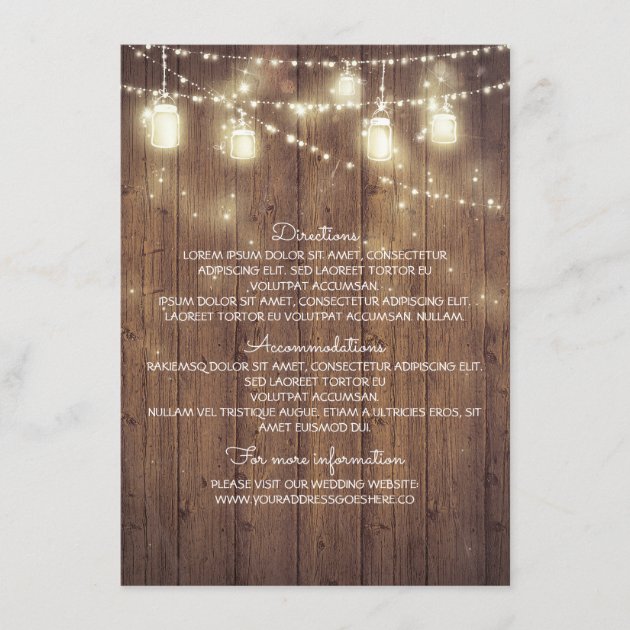 Rustic Country Wedding Details - Information Enclosure Card