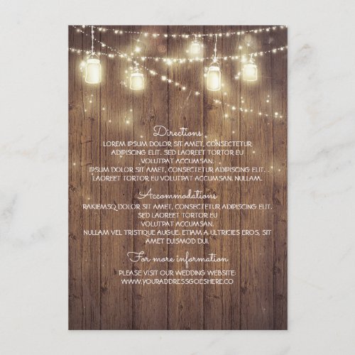 Rustic Country Wedding Details _ Information Enclosure Card