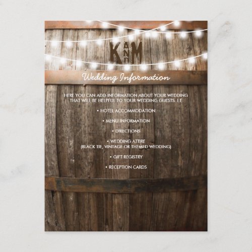 Rustic Country Wedding Details  String of Lights Enclosure Card