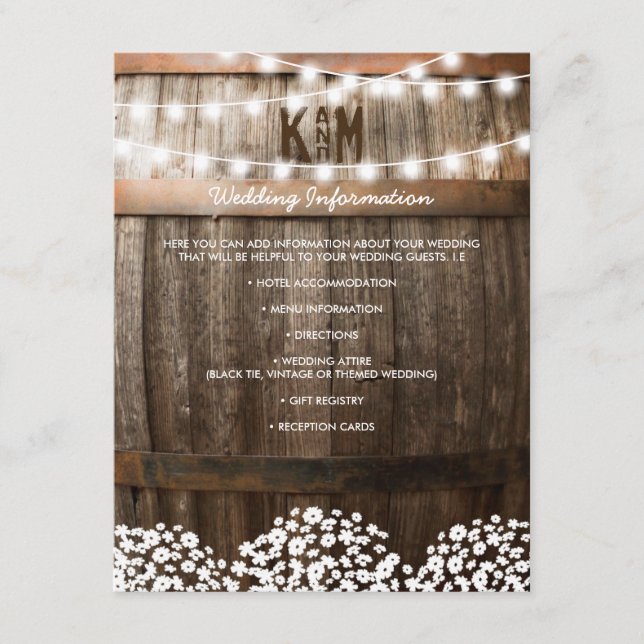 Rustic Country Wedding Details | String of Lights Enclosure Card (Front)