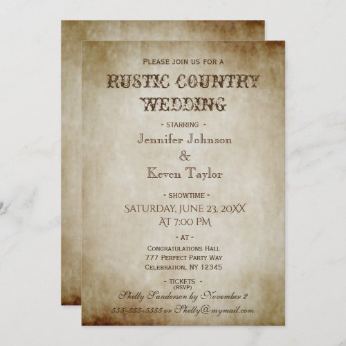 Rustic Country Wedding Distressed Vintage Invitation