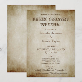 Rustic Country Wedding Distressed Vintage Invitation