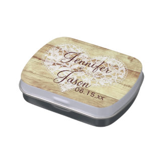 Rustic Country Wedding Favor Mint Personalized Tin Candy Tin