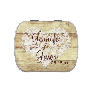 Rustic Country Wedding Favor Mint Personalized Tin