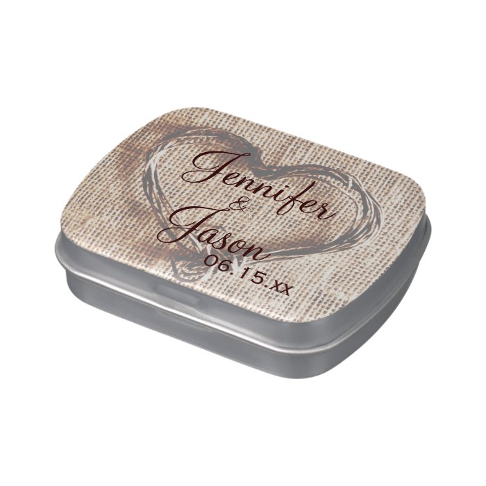 Rustic Country Wedding Favor Mint Personalized Tin Jelly Belly Candy Tins