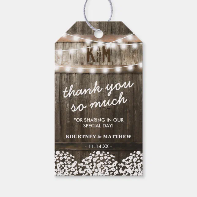 Rustic Country Wedding Favor Thank You Gift Tags | Zazzle