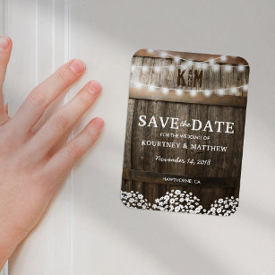 Rustic Country Wedding Fridge Save the Date Magnet