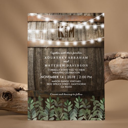 Rustic Country Wedding  Greenery Leaves Invitation