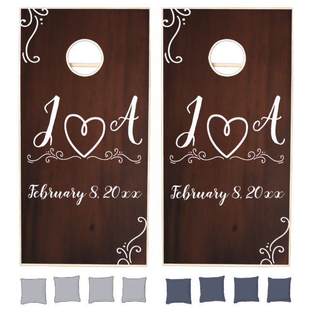 Rustic Country Wedding Initials Cornhole Set (Set)