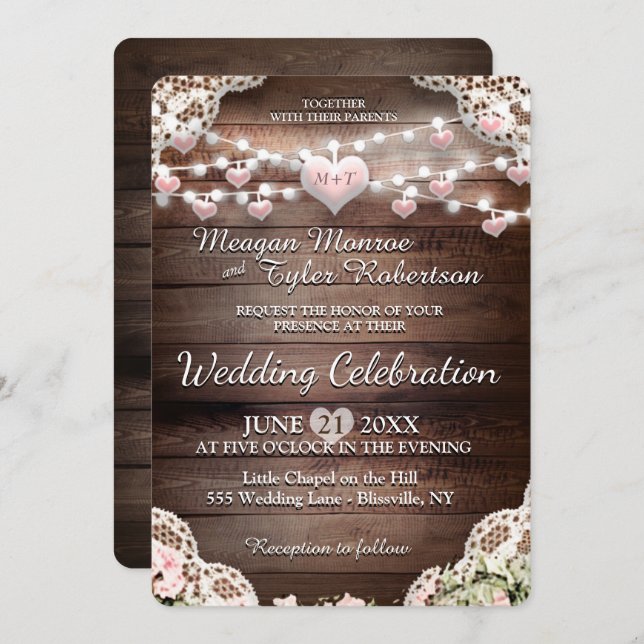 Rustic Country Wedding Invitation (Front/Back)