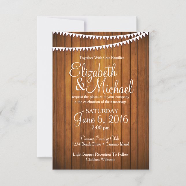 Rustic Country Wedding Invitation Template (Front)