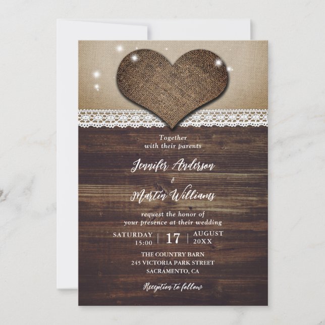 Rustic Country Wedding Invitations (Front)