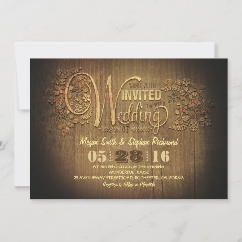 rustic country wedding invitations engraved wood