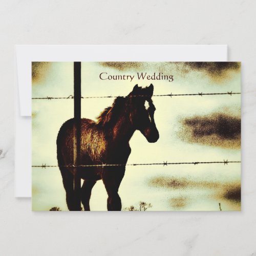 Rustic Country Wedding Invitations with Horse