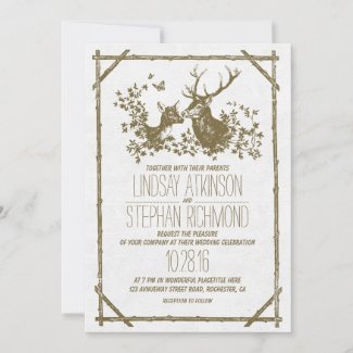 Rustic country wedding invites with deer