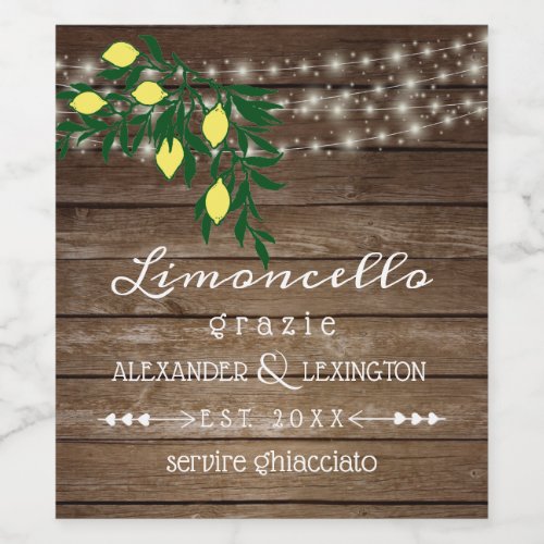 Rustic Country Wedding Limoncello Bottle Label 