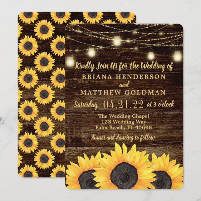 Rustic Country Wedding Mason Jar Lights Invitation (Front/Back)