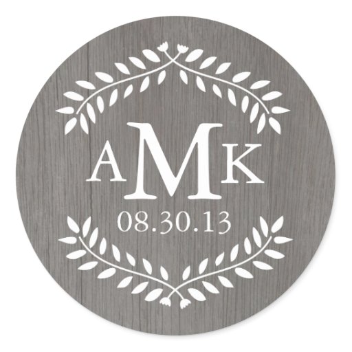 Rustic Country Wedding Monogram Stickers | Zazzle