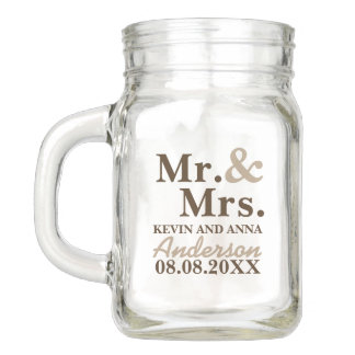 Rustic country Wedding Mr and Mrs Mason Jar