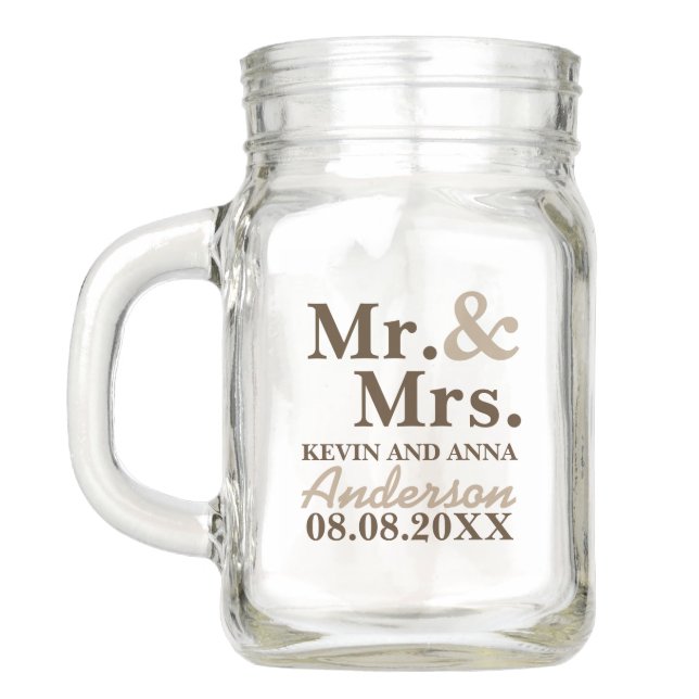 Rustic country Wedding Mr and Mrs Mason Jar (Back)