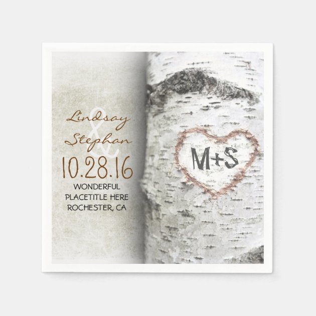 Rustic Country Wedding Napkins With Birch Tree