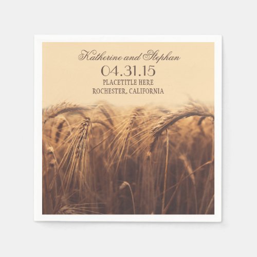 rustic country wedding paper napkins _ brown wheat