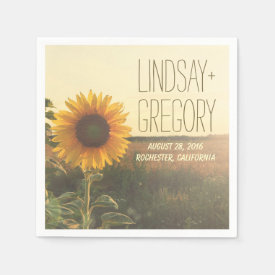 rustic country wedding paper napkins - SUNFLOWER