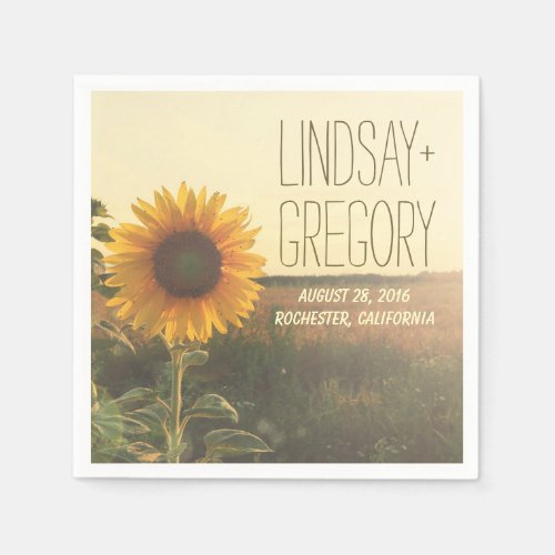 rustic country wedding paper napkins _ SUNFLOWER