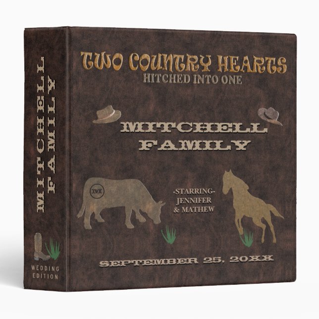 Rustic Country Wedding Photo Album 3 Ring Binder (Front/Spine)