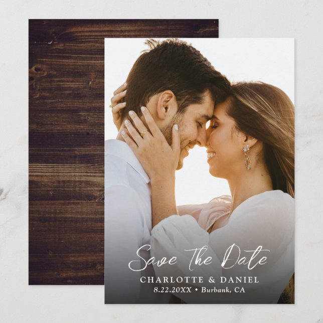 Rustic Country Wedding Photo Save The Date Card (Front/Back)
