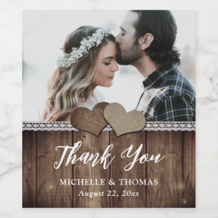 Rustic Country Wedding Photo Wine Bottle Labels