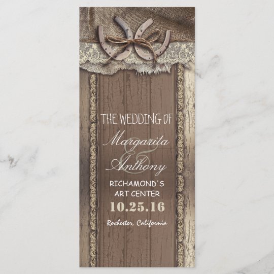 Rustic Country Wedding Programs With Horseshoe Zazzle Com