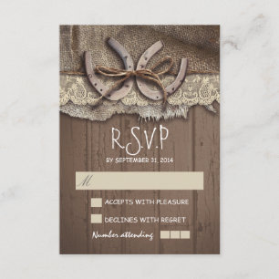 Rustic country wedding RSVP cards