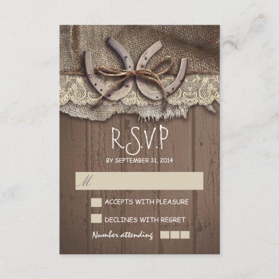 Rustic country wedding RSVP cards