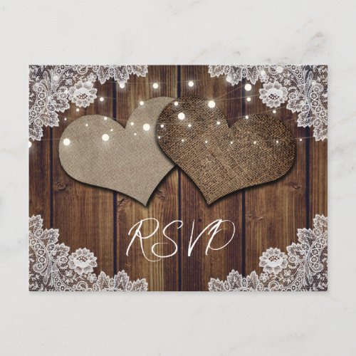 Rustic Country Wedding RSVP Postcard Meal Choice