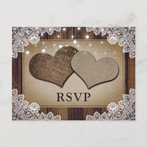 Rustic Country Wedding RSVP Postcard Meal Choice