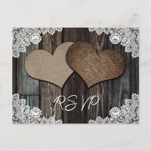 Rustic Country Wedding RSVP Postcard Meal Choice