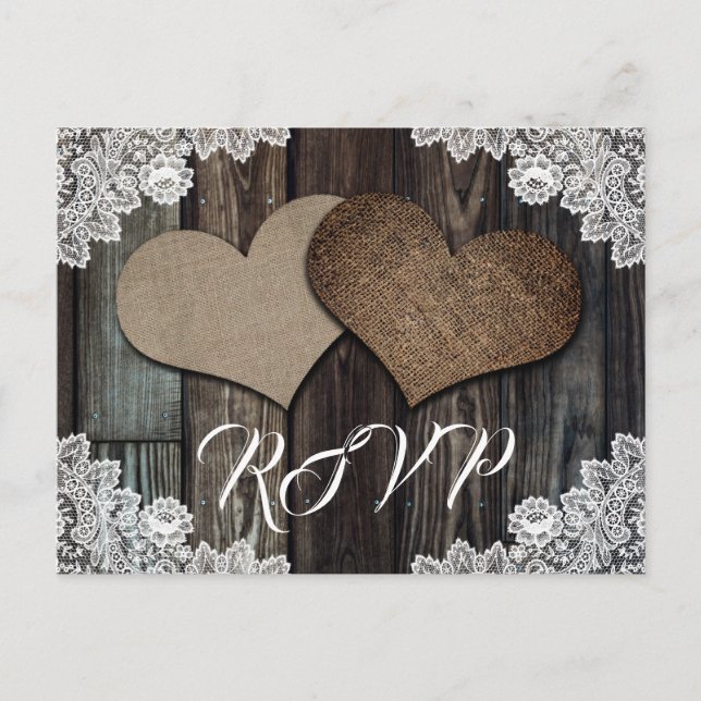Rustic Country Wedding RSVP Postcard Meal Choice (Front)