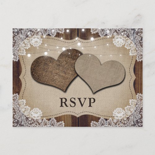 Rustic Country Wedding RSVP Postcard Meal Choice