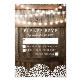 Rustic Country Wedding RSVP | String of Lights Card